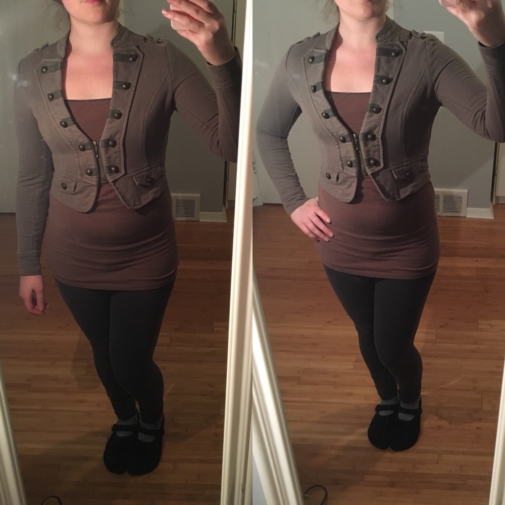 Cropped military style sweater